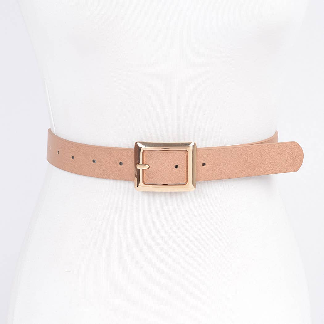 Square Buckle Faux Leather Belt