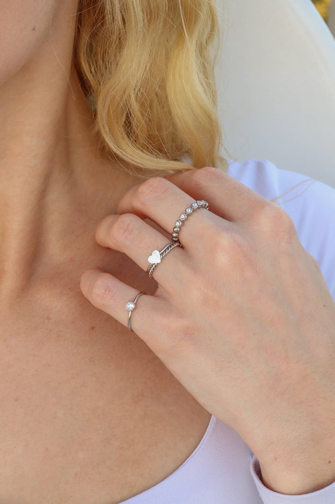 Stainless Steel Birthstone Stacking Ring