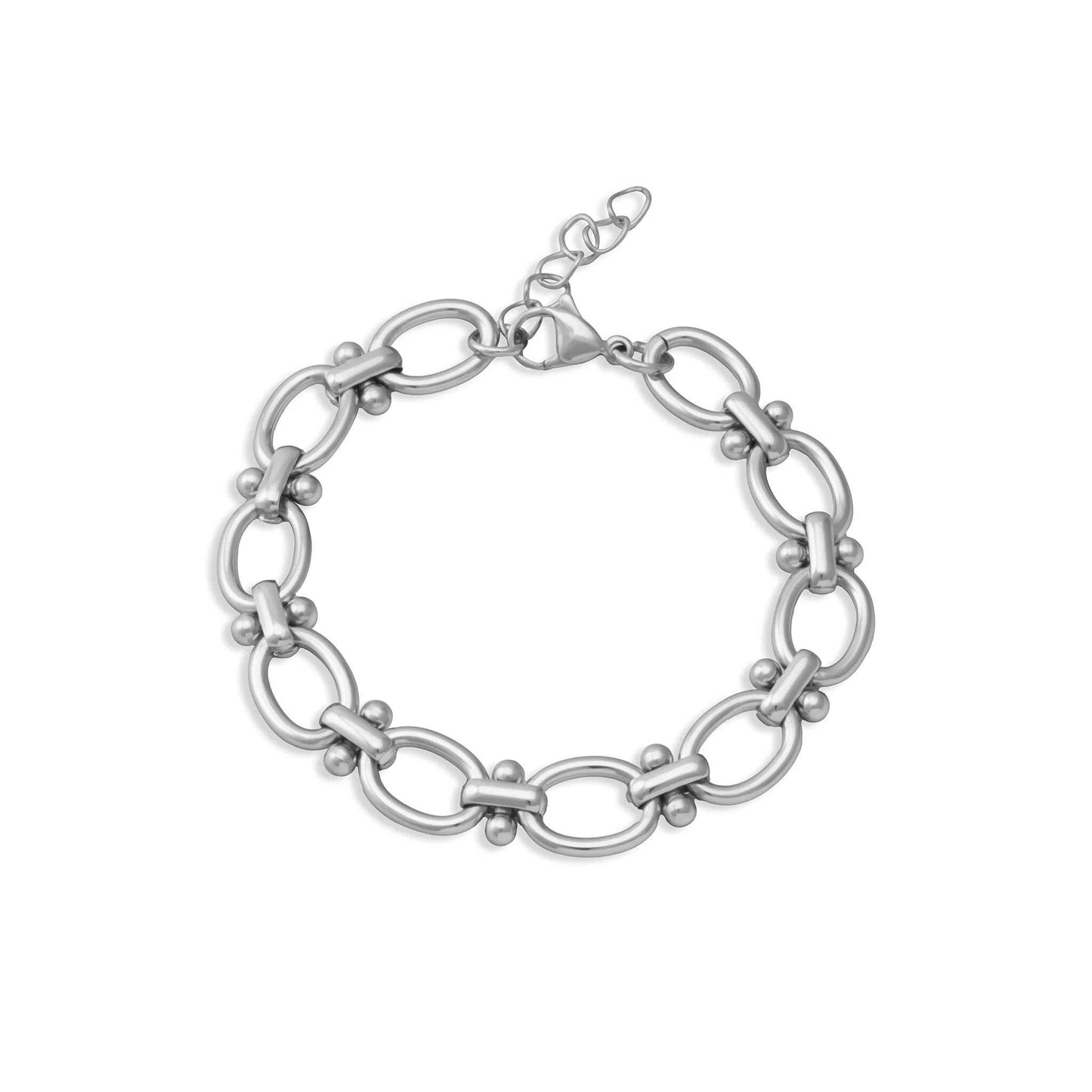 Stainless Steel Round & Bead Chain Bracelet