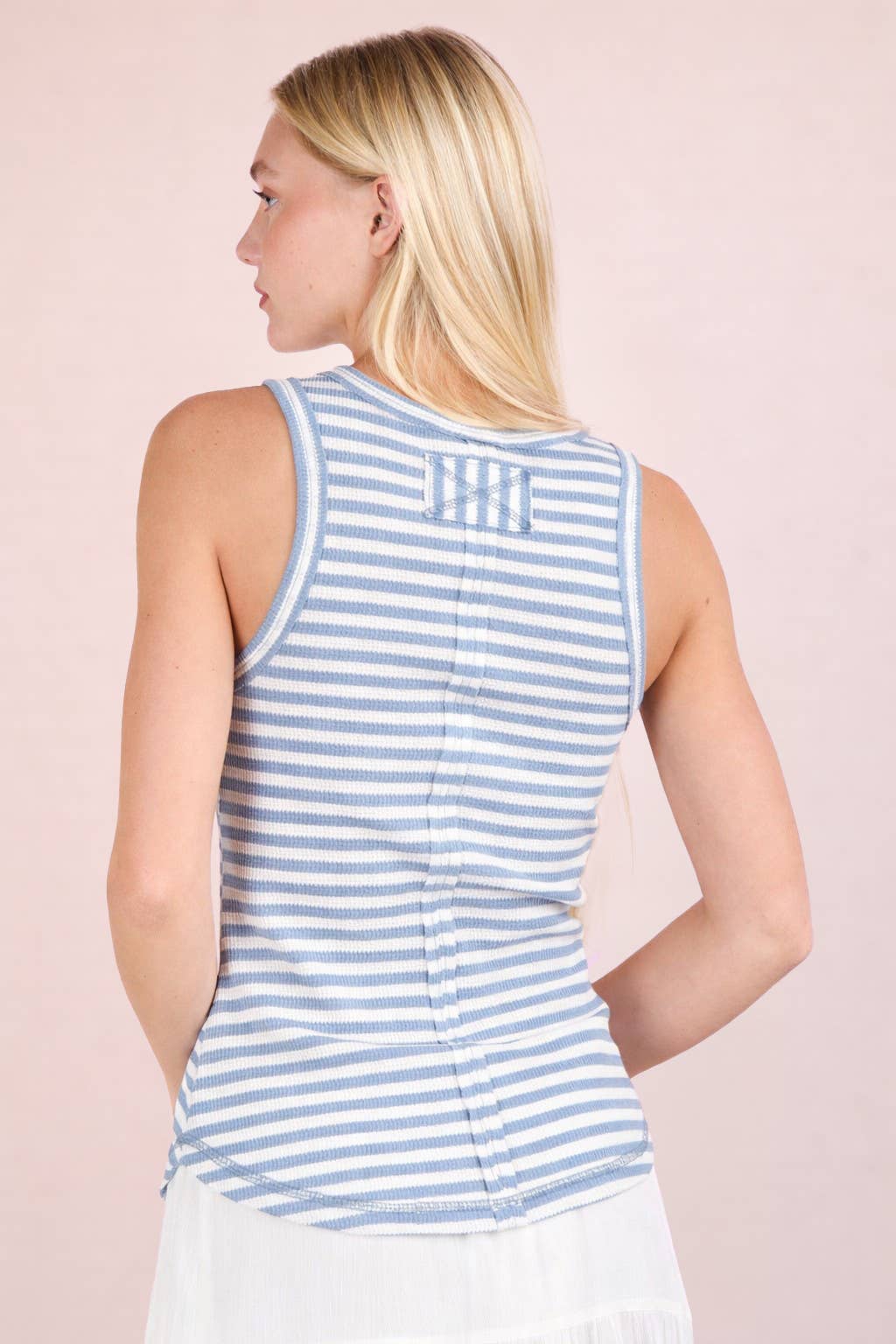 Striped Button Down Knit Tank Top