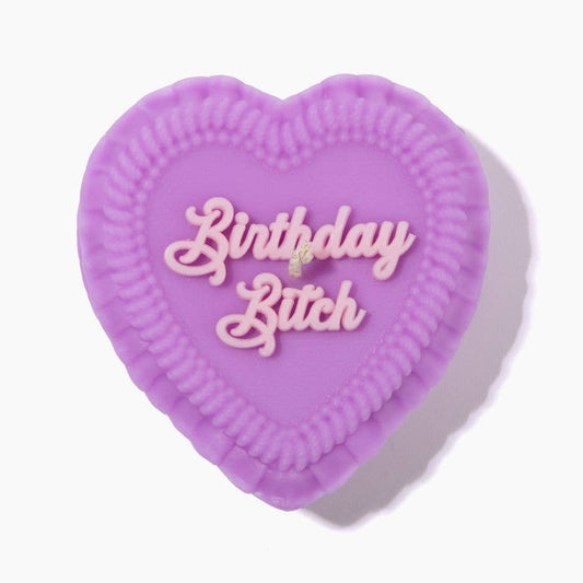 "Birthday Bitch" Heart Cake Shaped Candle