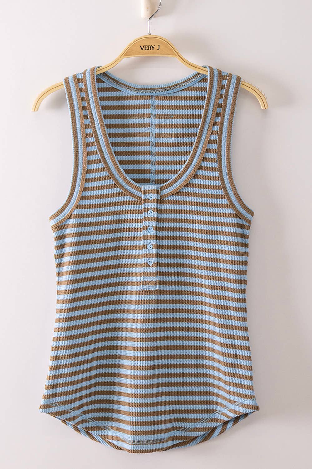 Striped Button Down Knit Tank Top