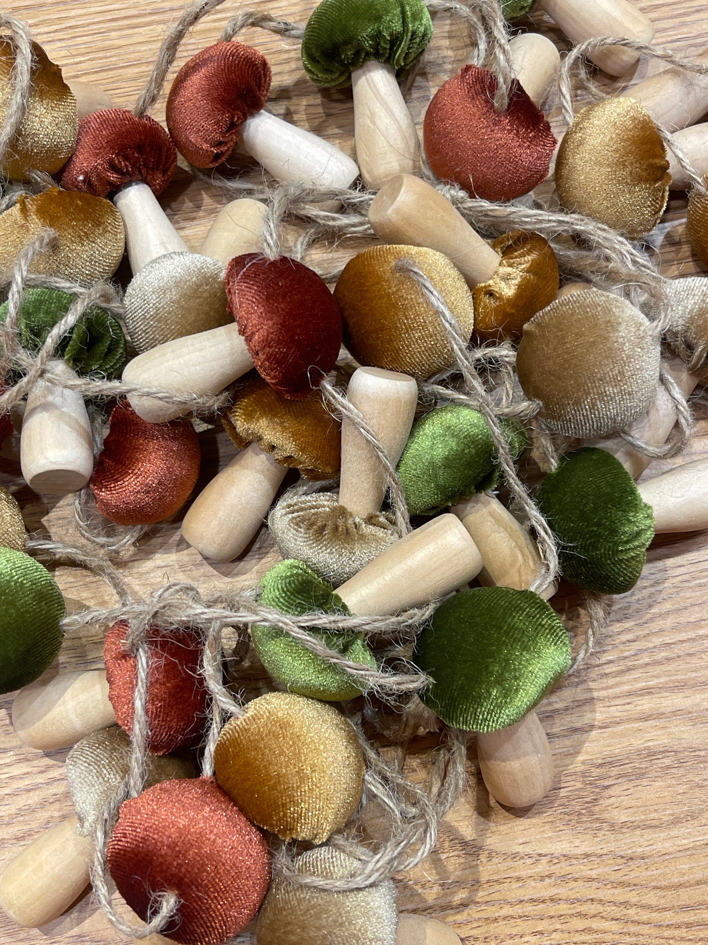 Wood & Velvet Mushroom Garland