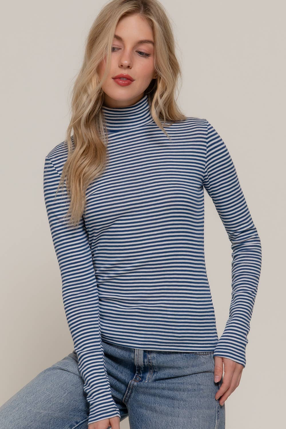 Turtle Neck Stripe Top