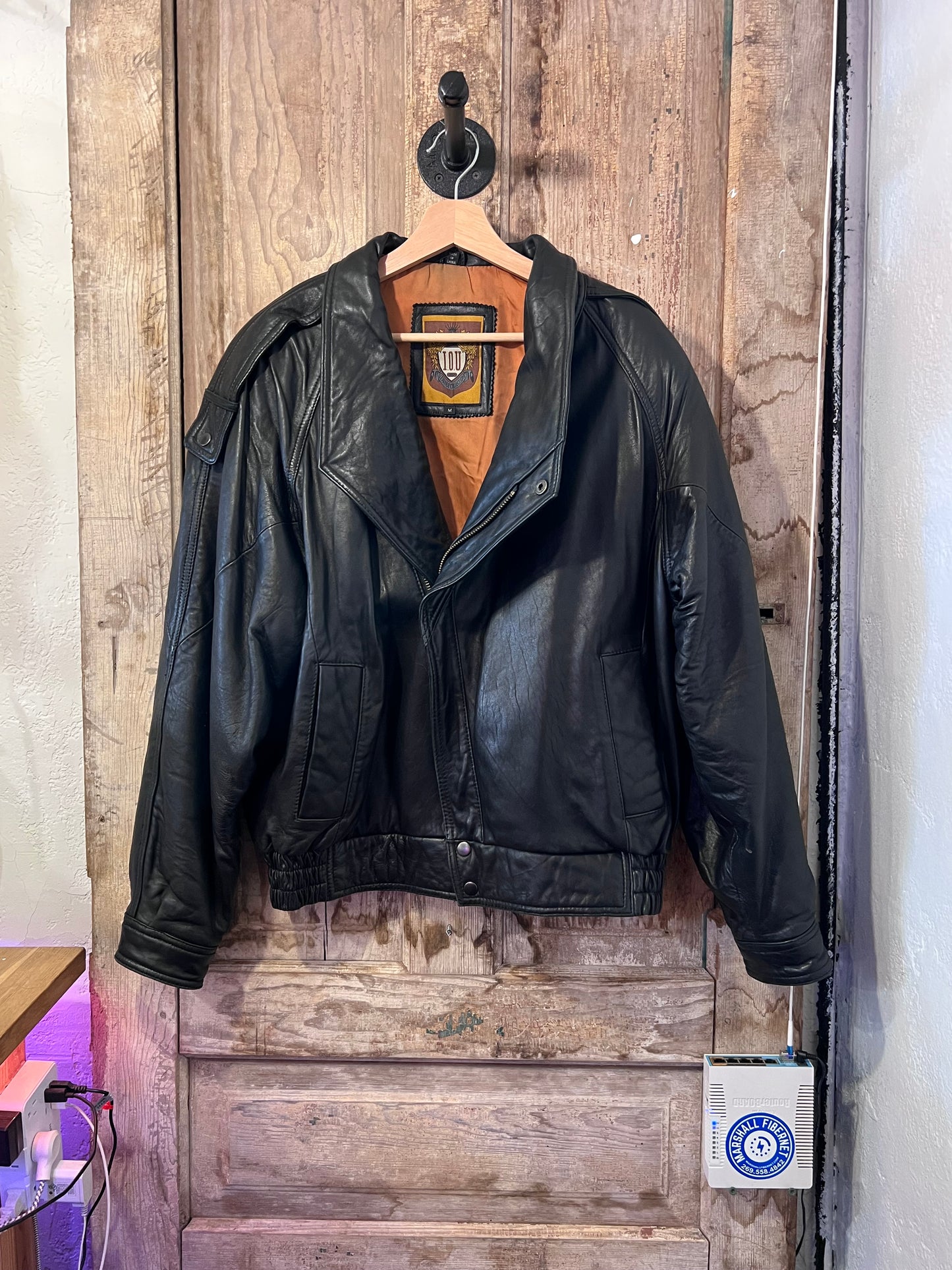 VTG IOU Black Leather Jacket