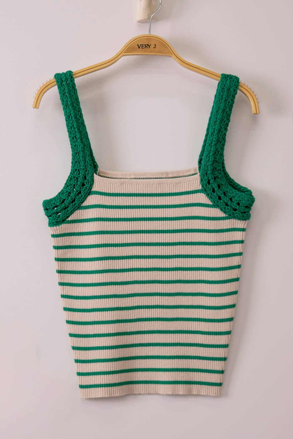Crochet Sleeve Striped Tank Top