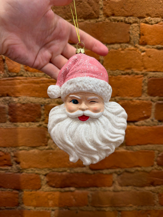 Pink Santa Ornament