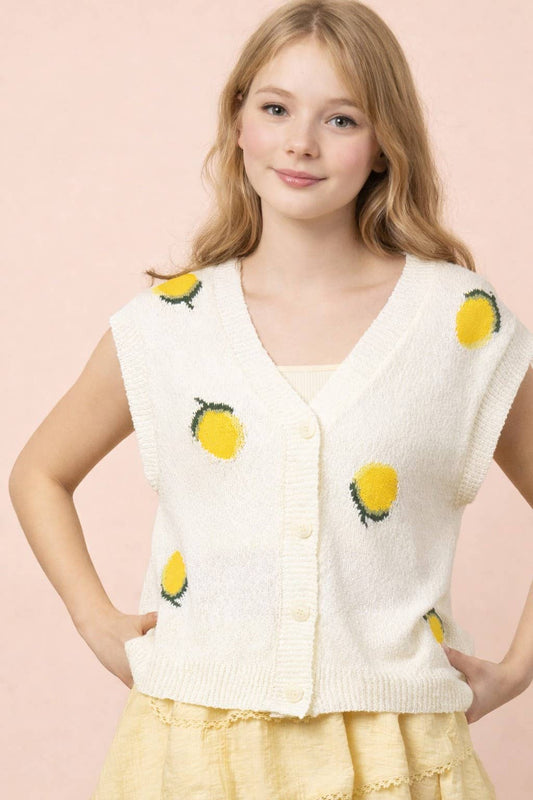 Lemon Button Down Sweater Vest