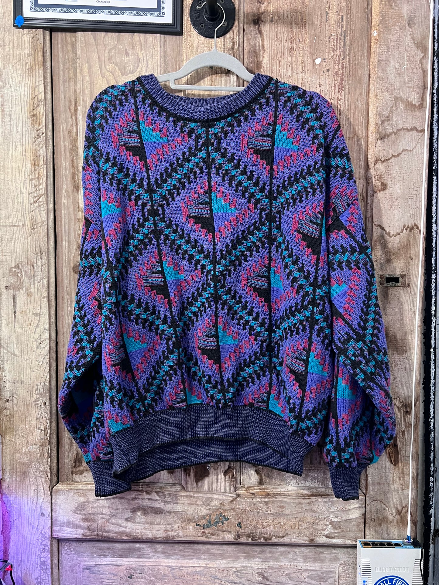 VTG Private Club Purple/Teal Knit Sweater CNV