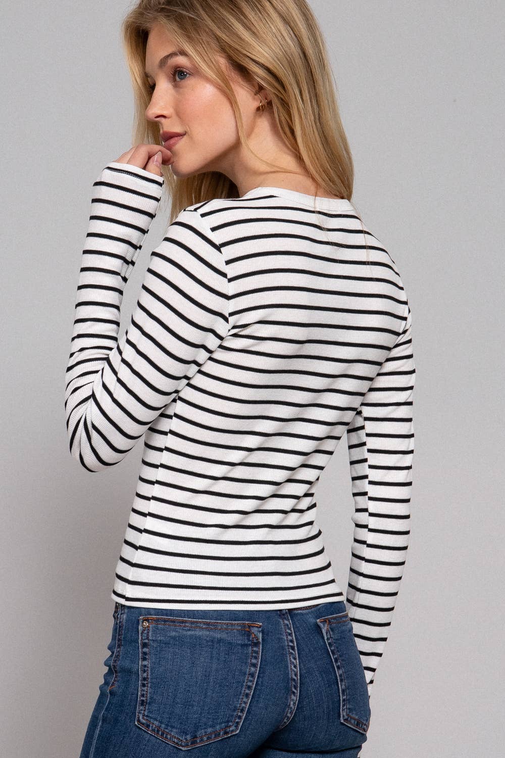 Long Sleeve Stripe Knit Top