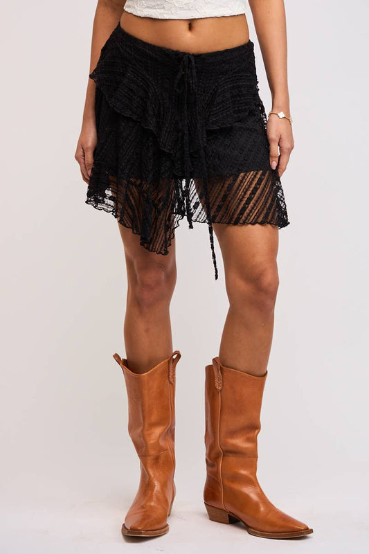 HIGH-LOW LACE MINI SKIRT