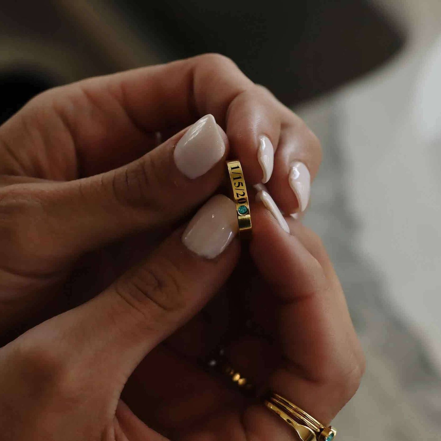 Gold Birthstone Stacking Rings