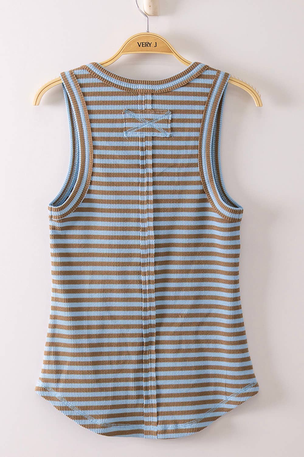 Striped Button Down Knit Tank Top