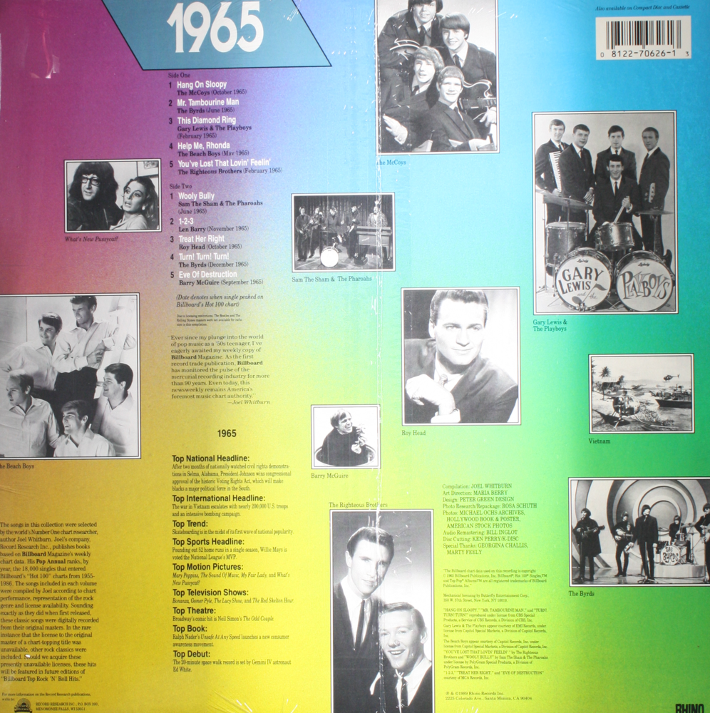 12" Vinyl LP Record - VA Billboard Top R'N'R Hits: 1965 Rock