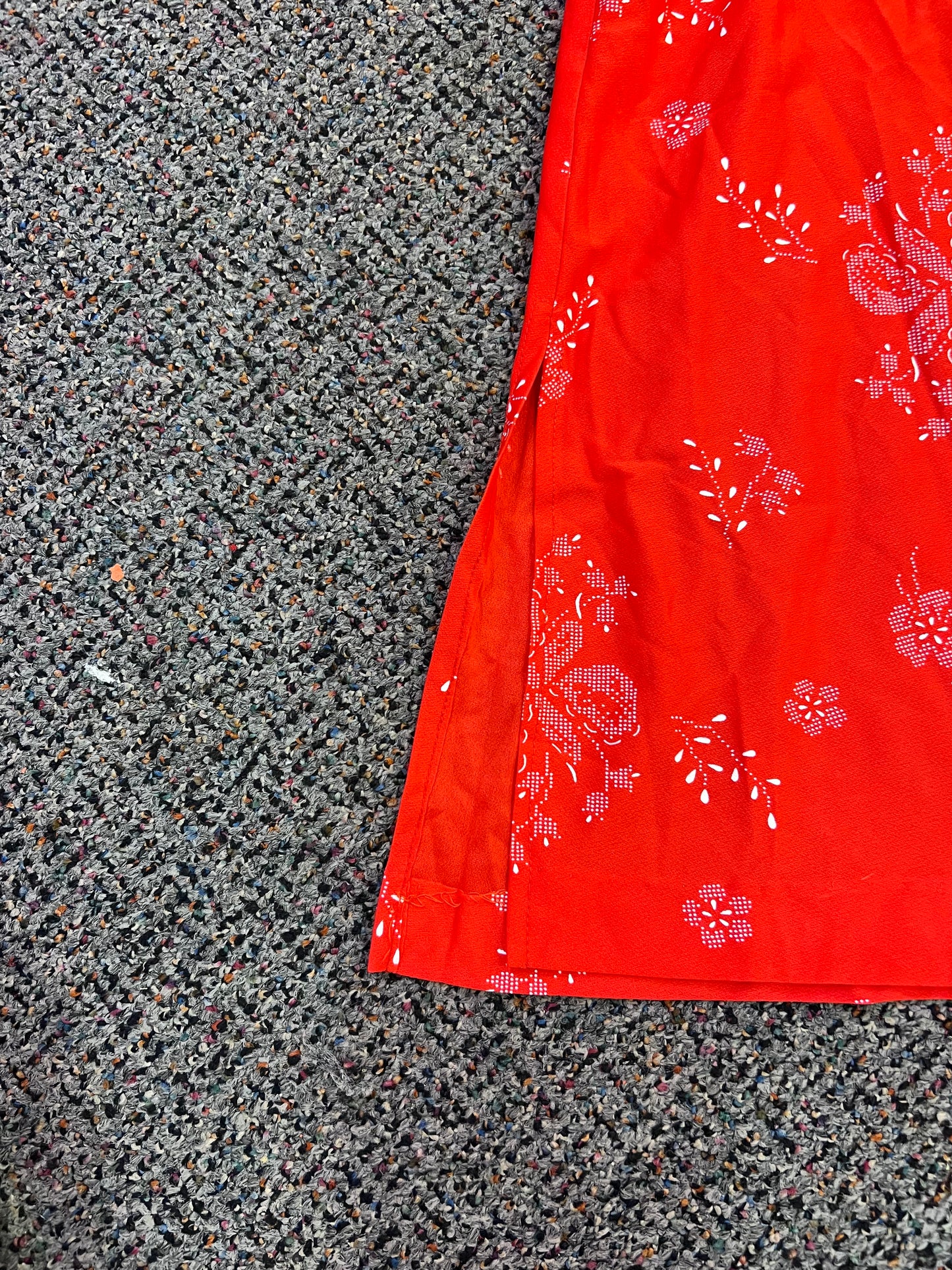 VTG Orange Floral Midi-Skirt