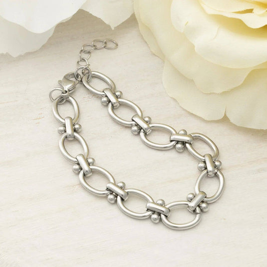 Stainless Steel Round & Bead Chain Bracelet