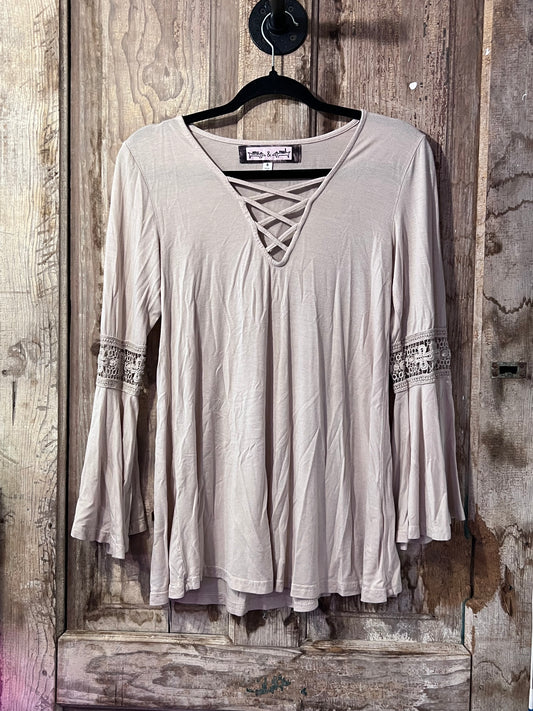 Oona & Maud Beige Criss Cross Blouse