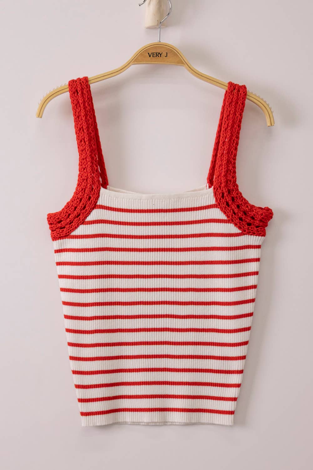 Crochet Sleeve Striped Tank Top