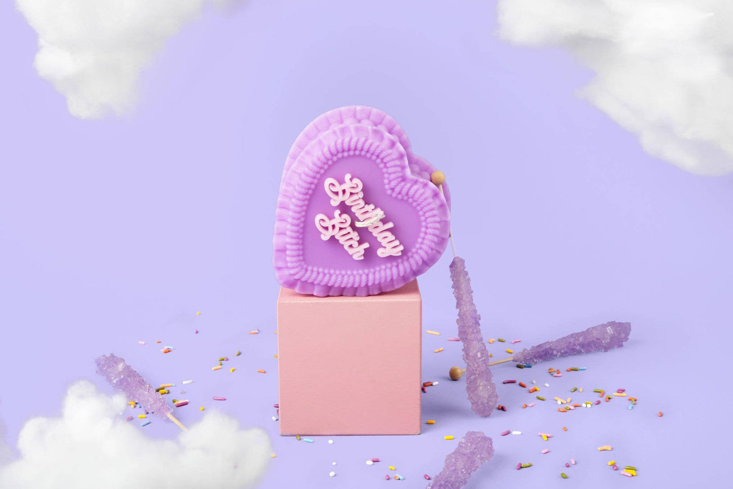 "Birthday Bitch" Heart Cake Shaped Candle