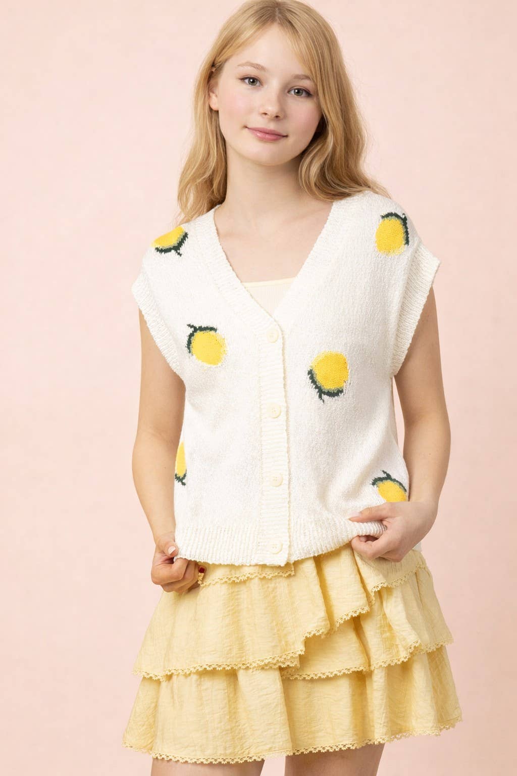 Lemon Button Down Sweater Vest