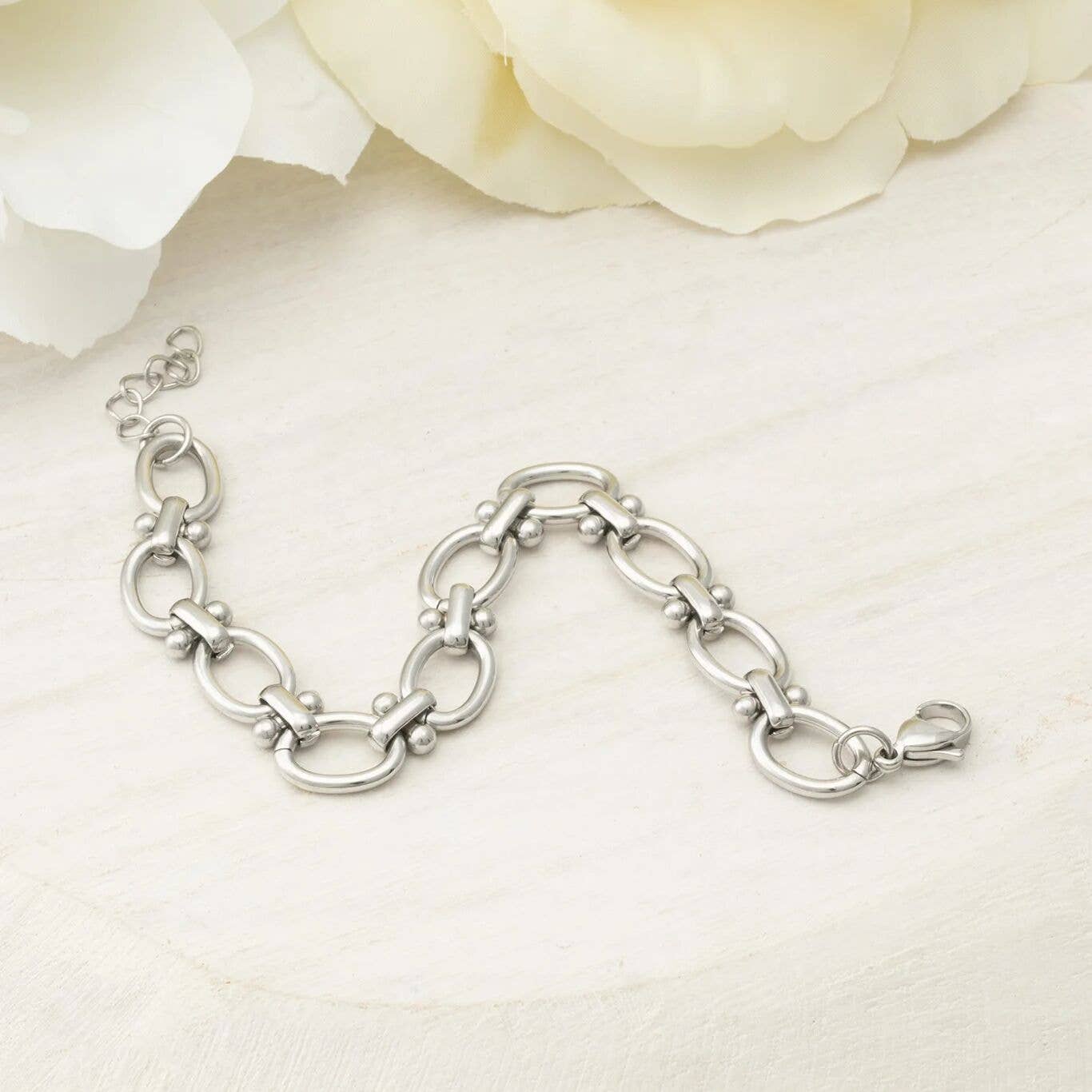 Stainless Steel Round & Bead Chain Bracelet