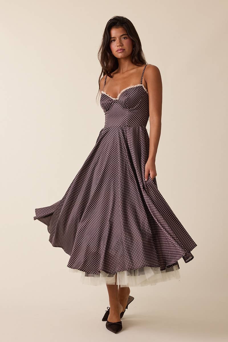 POLKA DOT LACE MIDI DRESS