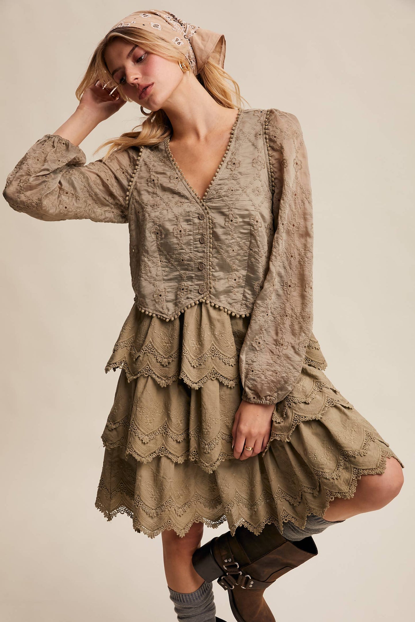 Tiered Scallop Mini Dress