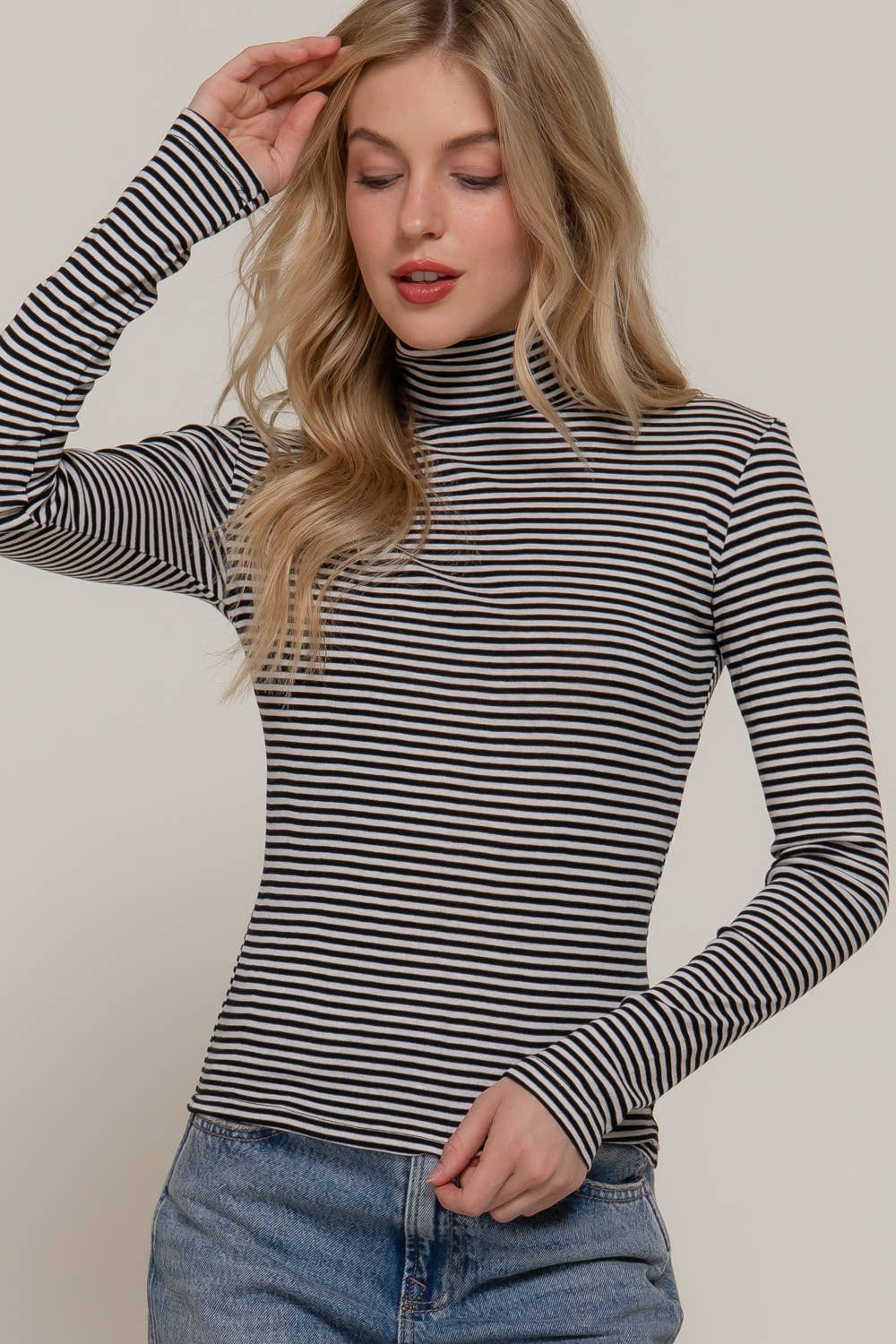 Turtle Neck Stripe Top