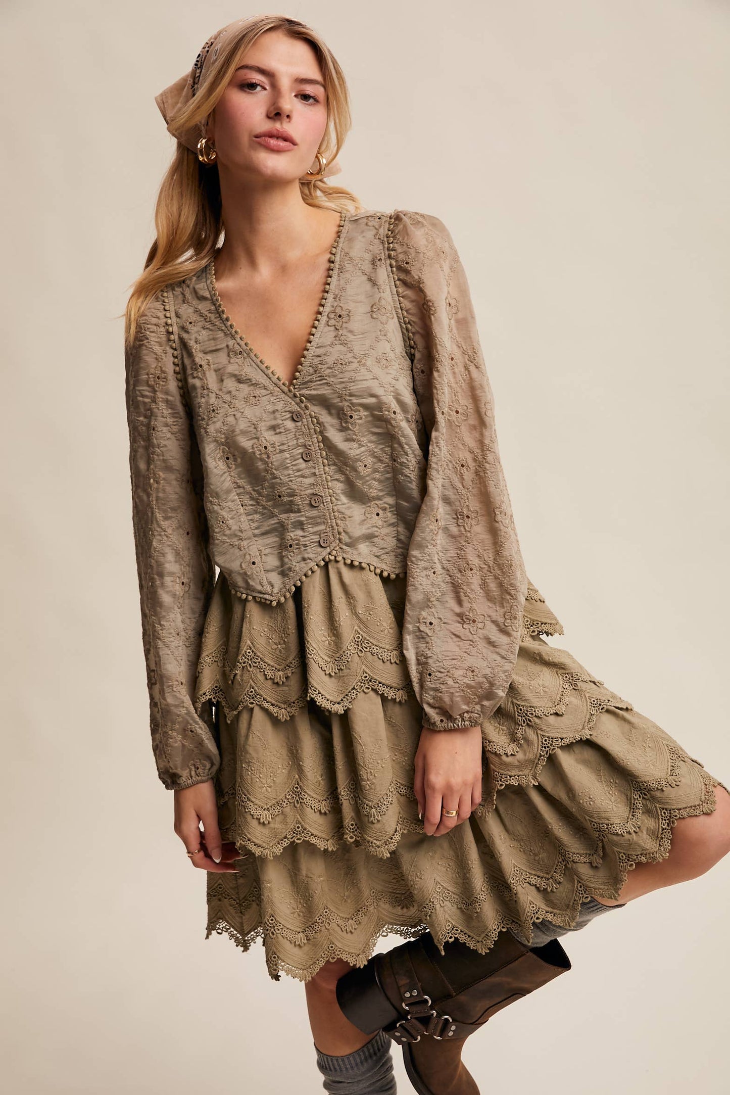 Tiered Scallop Mini Dress