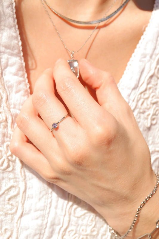 Stainless Steel Birthstone Stacking Ring