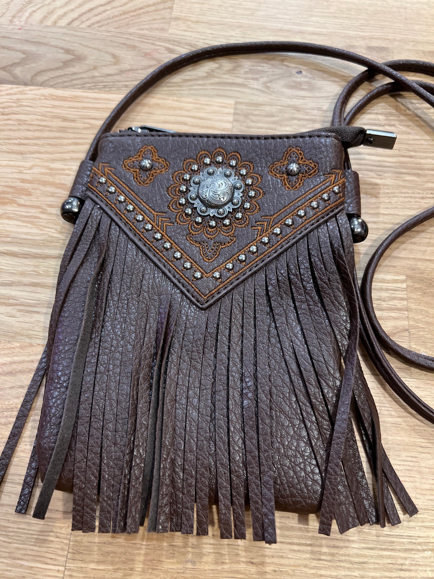 American Bling Brown Fringe Shoulder Bag