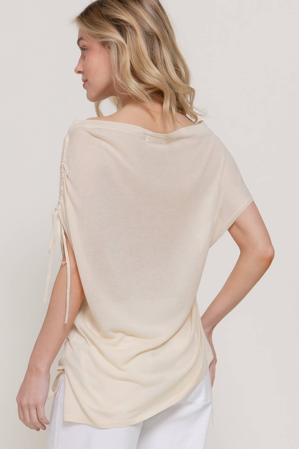 Asymmetric Drawstring Sweater Top
