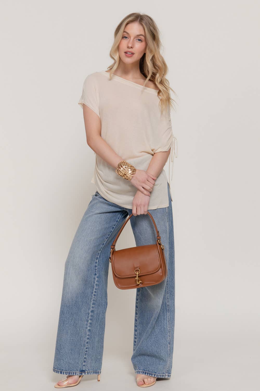 Asymmetric Drawstring Sweater Top