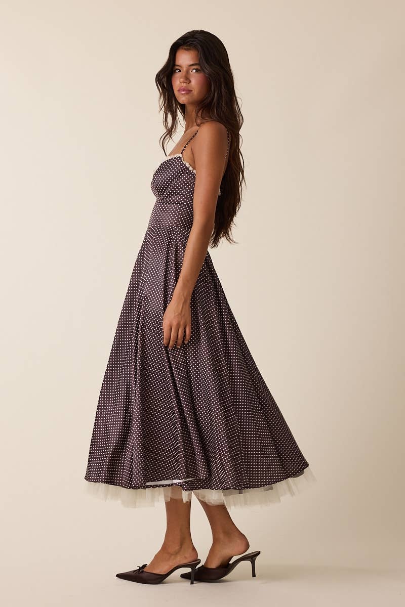 POLKA DOT LACE MIDI DRESS