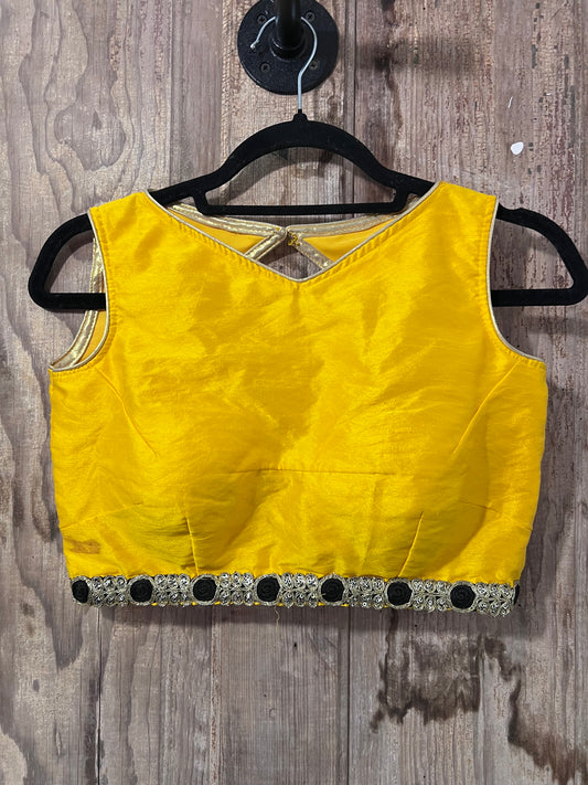 VTG 70’s-80’s Yellow & Gold Backless Cropped Top