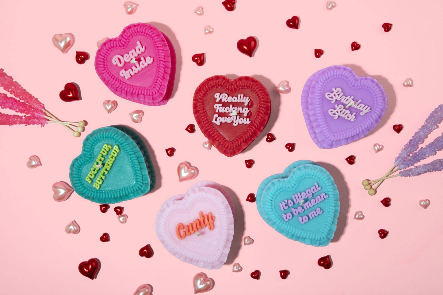 "I Really Fu*king Love You" Heart Cake Shaped Candle
