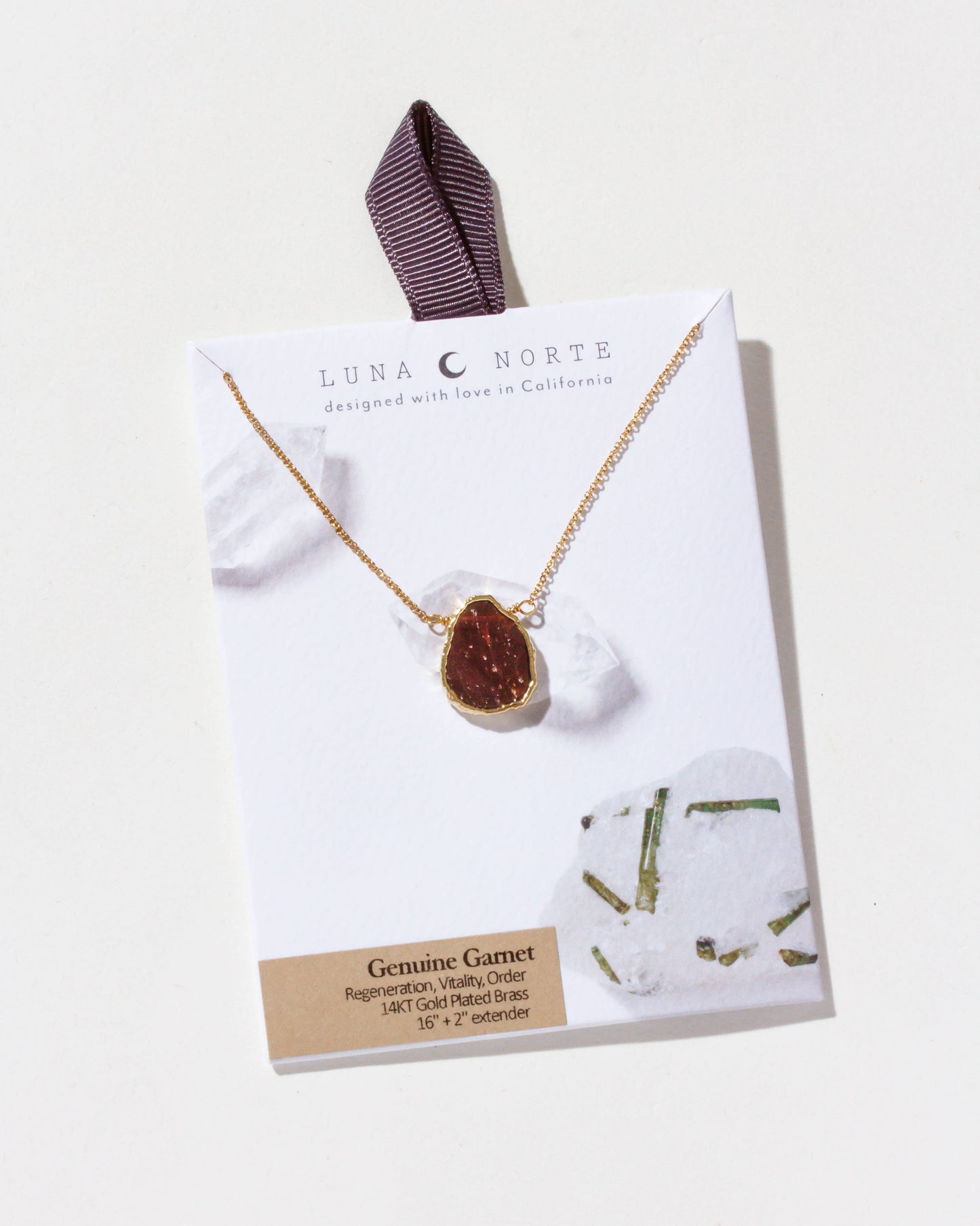 Genuine Stone Necklace Gold - Garnet