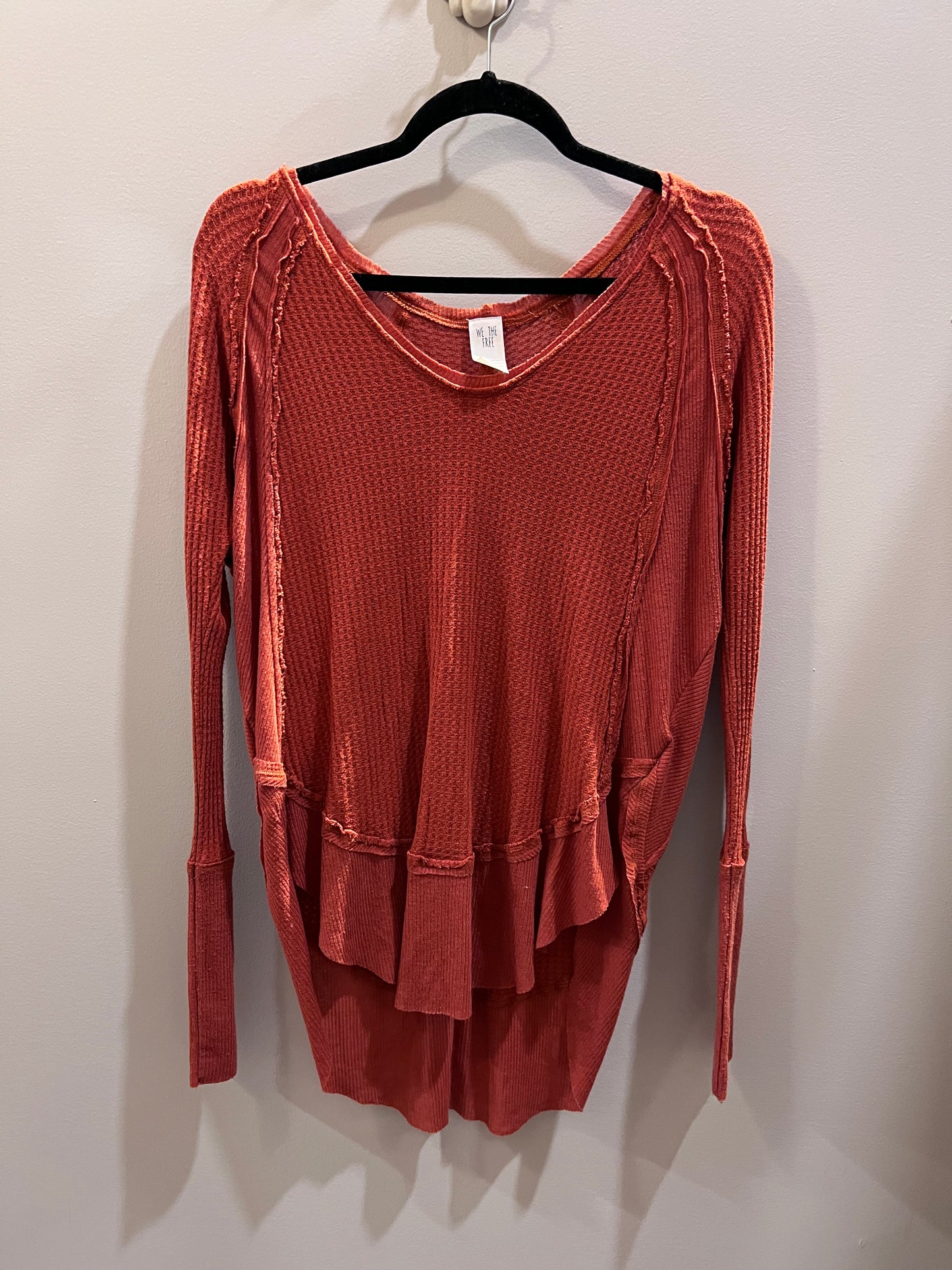 We the Free Dark Orange Thermal Long Sleeve Top