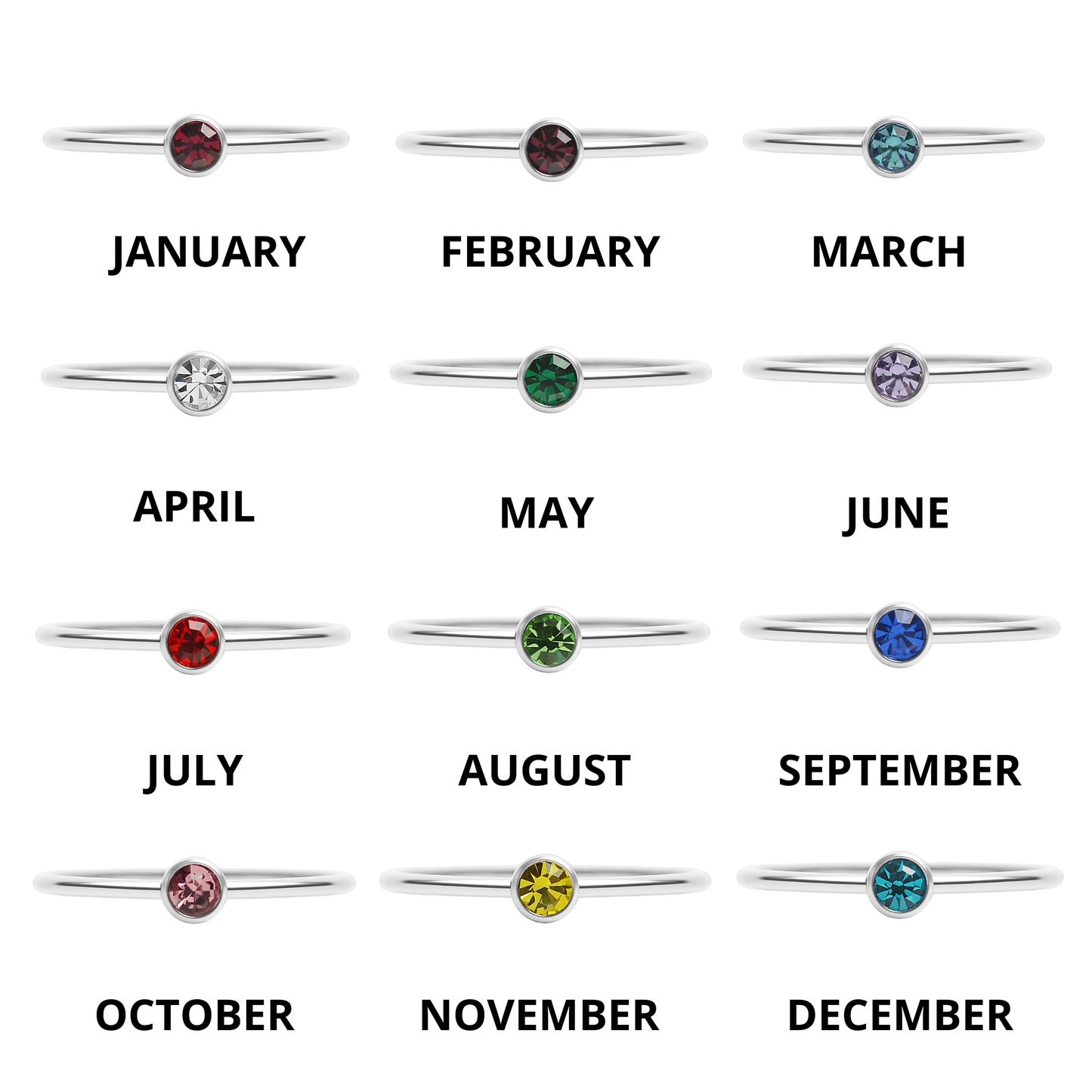Stainless Steel Birthstone Stacking Ring