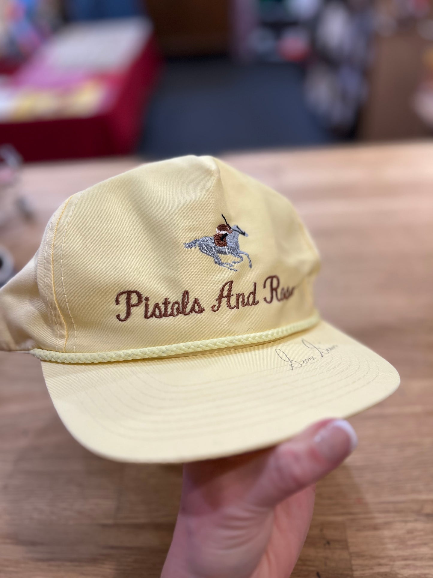 VTG Pistols & Rose Embroidered Yellow Hat