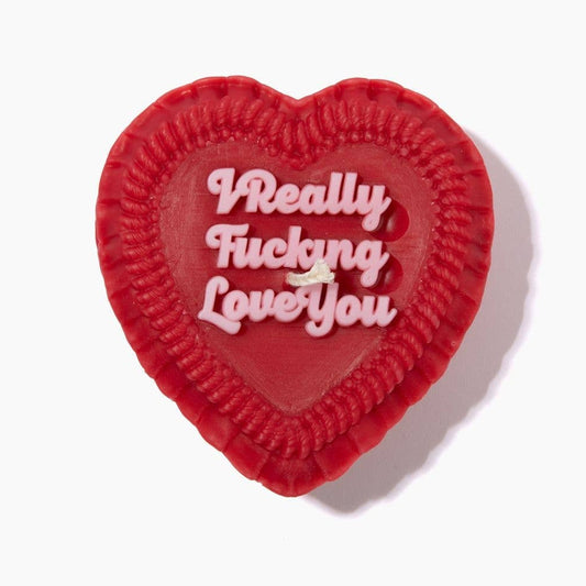 "I Really Fu*king Love You" Heart Cake Shaped Candle
