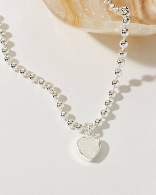 Heart's Accelerated Ball Chain Necklace Silver