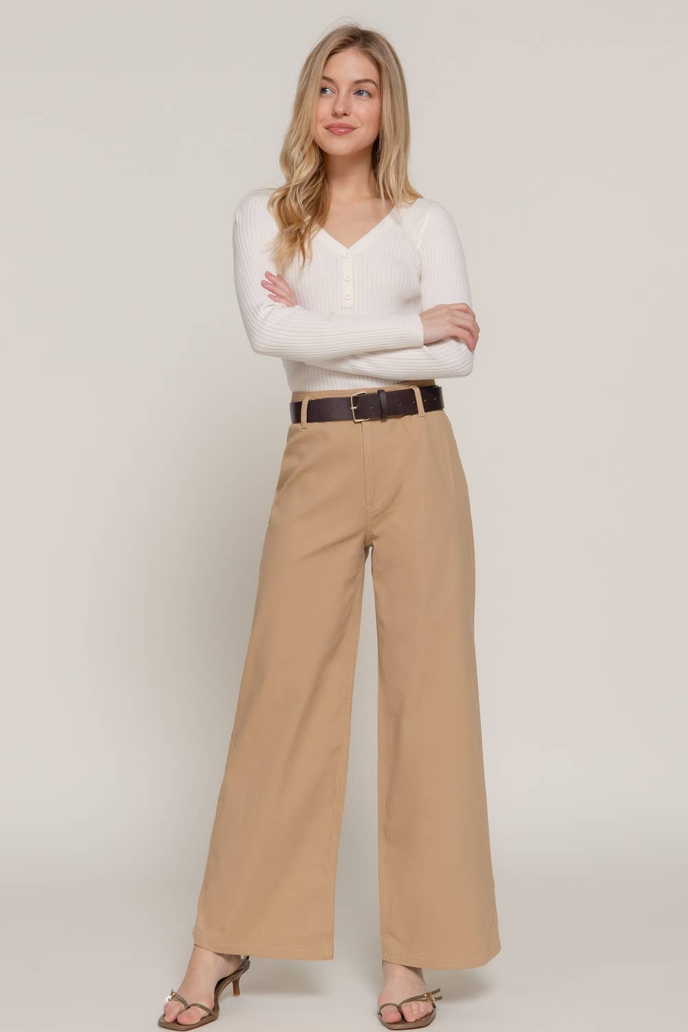 Belted Relaxed Leg Pants