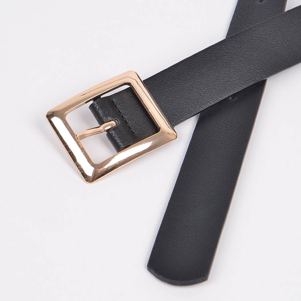 Square Buckle Faux Leather Belt