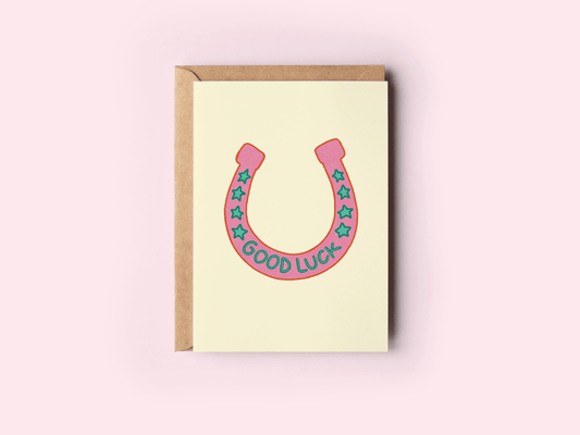 "Good Luck" Horse Shoe Greeting Card
