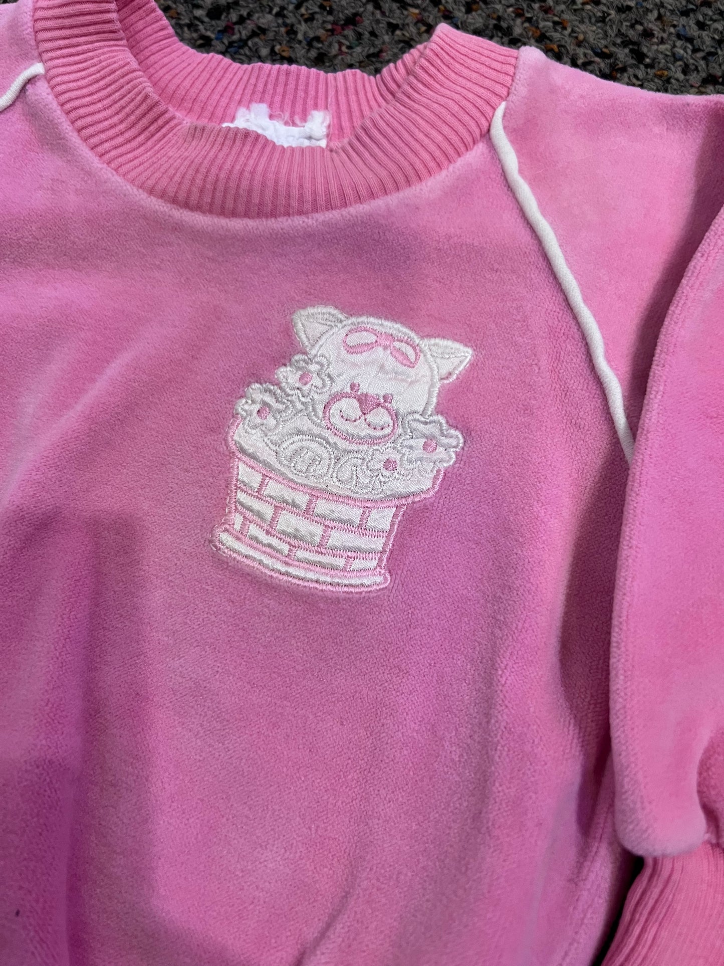 [URL] VTG Pink Velour Teddy Bear Crewneck