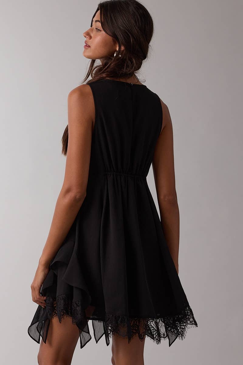 HIGH-LOW DOWN MINI DRESS