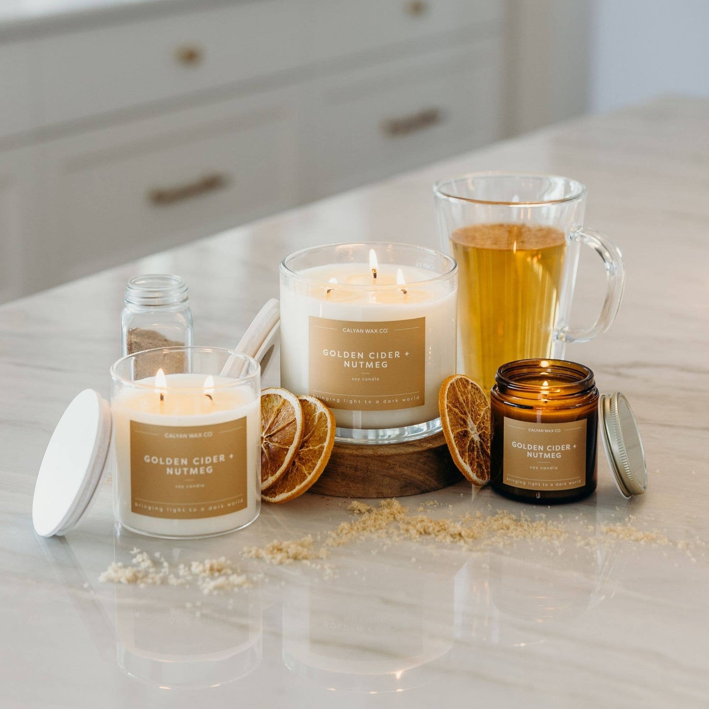 GoldenCider + Nutmeg 3 Wick Candle