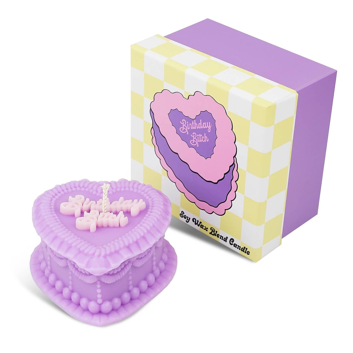 "Birthday Bitch" Heart Cake Shaped Candle