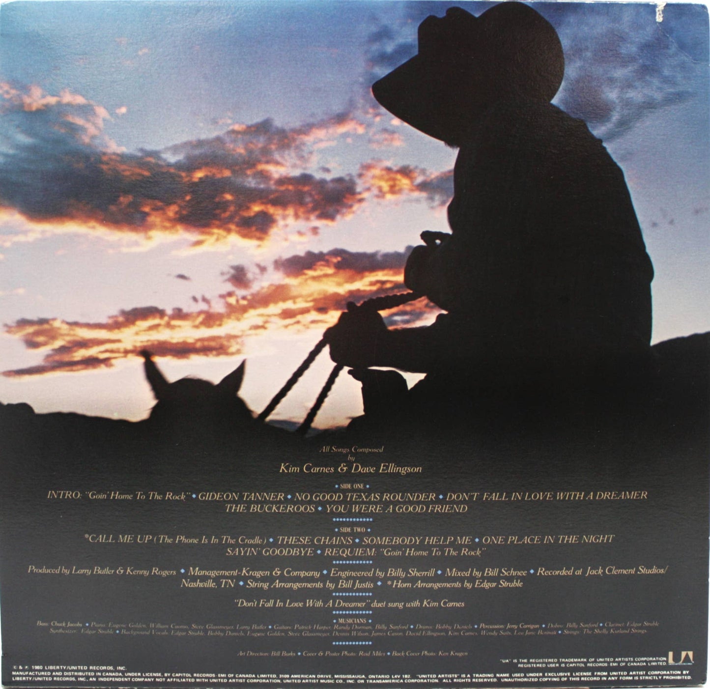 12" Vinyl LP Record - Kenny Rogers - Gideon Country Pop Rock